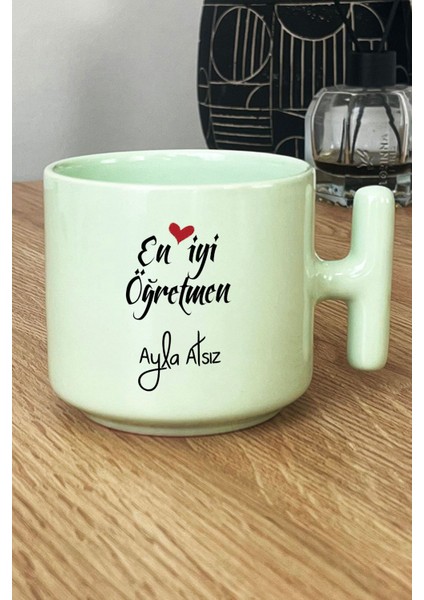 Kişiye Özel En Iyi Öğretmen Pastel T Kulplu Kupa Bardak Yeşil Öğretmenler Günü Hediyesi fiyatları