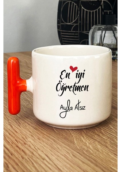 Kişiye Özel En Iyi Öğretmen Kupa Bardak T Kulplu Turuncu Öğretmenler Günü Hediyesi