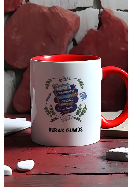 Kişiye Özel Öğretmene Hediye Kupa Bardak Kırmızı Öğretmenler Günü Hediyesi indirimleri