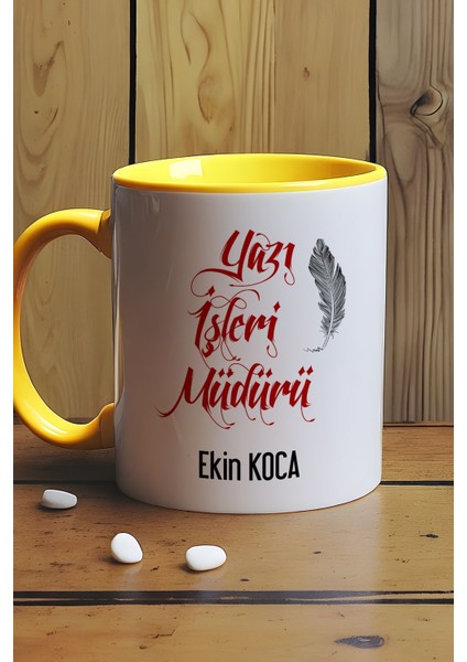 Kişiye Özel Yazı Işleri Müdürü Kupa Bardak Sarı
