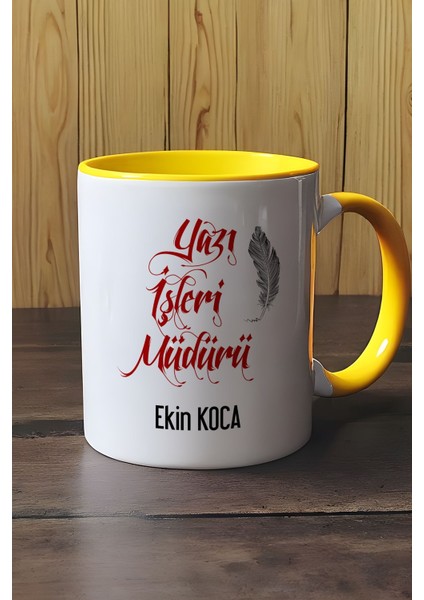 Kişiye Özel Yazı Işleri Müdürü Kupa Bardak Sarı modelleri