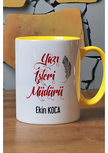 Kişiye Özel Yazı Işleri Müdürü Kupa Bardak Sarı fırsatları
