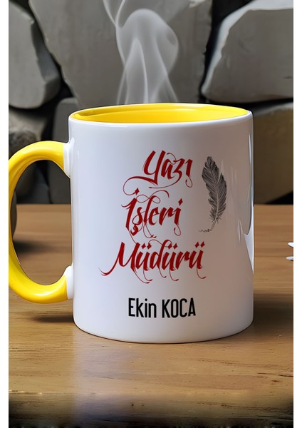 Kişiye Özel Yazı Işleri Müdürü Kupa Bardak Sarı indirimleri