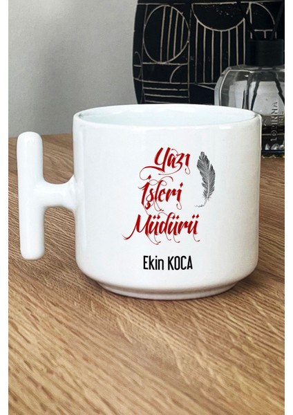 Kişiye Özel Yazı Işleri Müdürü Kupa Bardak T Kulplu Beyaz