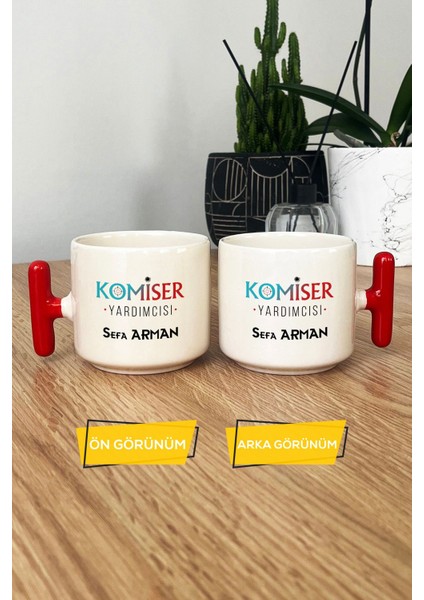 Kişiye Özel Komiser Yardımcısı Kupa Bardak T Kulplu Kırmızı Polisler Günü Hediyesi modelleri