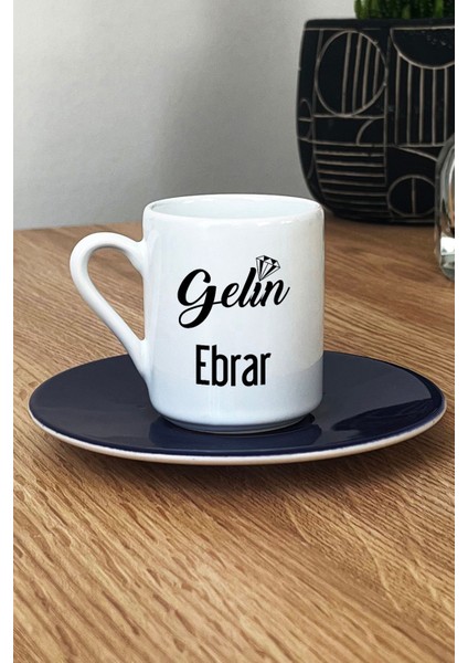 Kişiye Özel Gelin Türk Kahvesi Fincanı Lacivert Nişan Düğün Söz Isteme Hediyesi