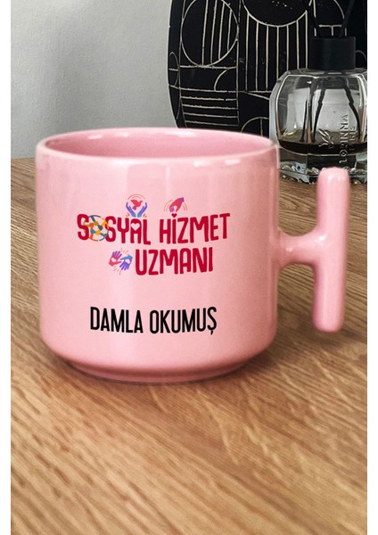 Kişiye Özel Sosyal Hizmet Uzmanı Pastel T Kulplu Kupa Bardak Pembe fiyatları