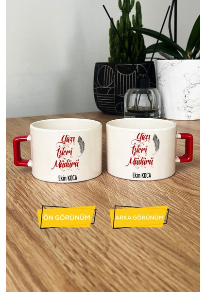 Kişiye Özel Yazı Işleri Müdürü Lüks Fincan Kırmızı modelleri