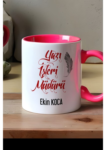 Kişiye Özel Yazı Işleri Müdürü Kupa Bardak Pembe modelleri