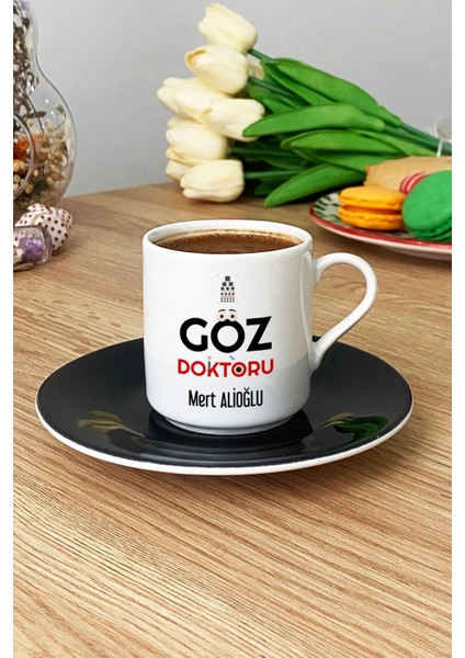 Kişiye Özel Göz Doktoru Türk Kahvesi Fincanı Siyah Isme Özel Tıp Bayramı Hediyeleri modelleri