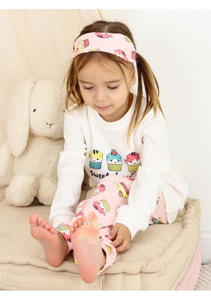 1-5 Yaş Kız Çocuk Göz Bantlı Pijama Takımı