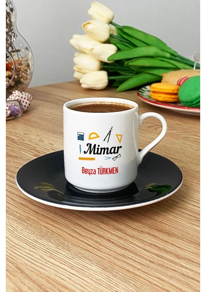 Kişiye Özel Mimar Türk Kahvesi Fincanı Siyah Mimarlar Günü Hediyesi