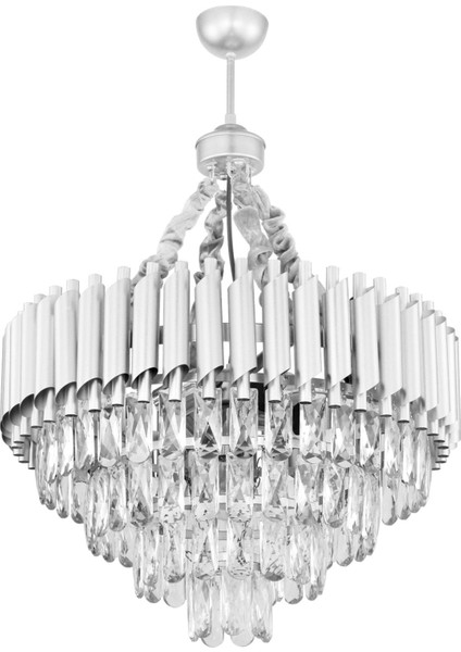 Palmira 55'lik Prizma Kesim Kristal Taşlı Lüks Avize - (Gümüş-Yaldız) modelleri