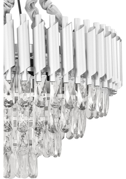 Palmira 55'lik Prizma Kesim Kristal Taşlı Lüks Avize - (Gümüş-Yaldız) indirimleri