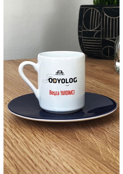 Kişiye Özel Odyolog Türk Kahvesi Fincanı Lacivert Tıp Bayramı Hediyeleri