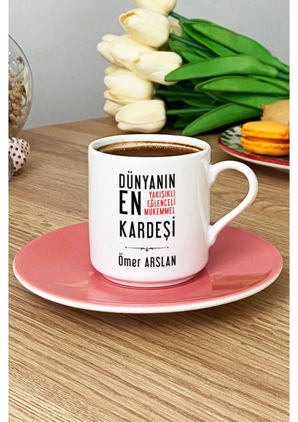 Kişiye Özel Erkek Kardeş Türk Kahvesi Fincanı Pembe Erkek Kardeşe Doğum Günü Hediyesi modelleri