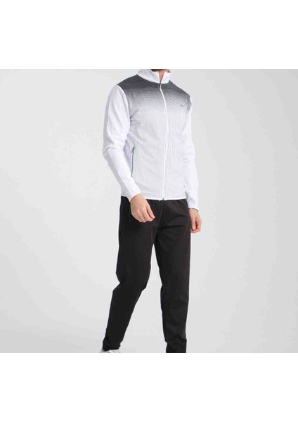 Beyaz Slim Fit DAR KALIP Desenli Erkek Eşofman Takımı