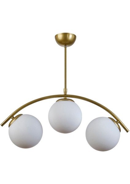 Polo Modern Tasarım Salon Mutfak Yatak Odası Eskitme Renk Beyaz Camlı 3 Lü Avize