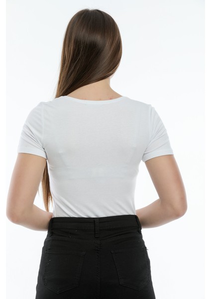 U Yaka Kısa Kol Body