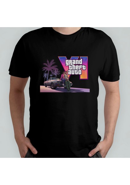 Gta Vı Grand Theft Auto Pamuklu Bisiklet Yaka T-Shirt Model 2