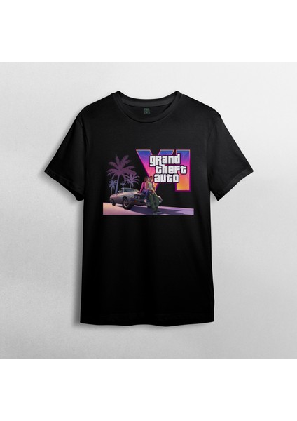Gta Vı Grand Theft Auto Pamuklu Bisiklet Yaka T-Shirt Model 2 fiyatları