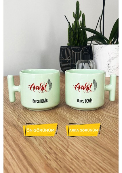 Kişiye Özel Avukat Pastel T Kulplu Kupa Bardak Yeşil Avukatlar Günü Hediyesi