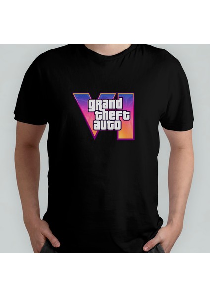 Gta Vı Grand Theft Auto Pamuklu Bisiklet Yaka T-Shirt Model 1