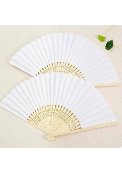 50 adet Bambu -Beyaz Kağıt Yelpaze modelleri