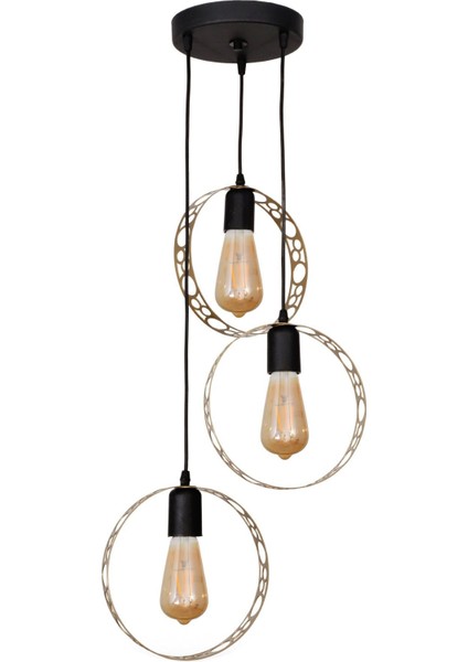 Desenli Çember 3.lü Eskitme Avize fiyatları