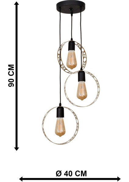 Desenli Çember 3.lü Eskitme Avize indirimleri
