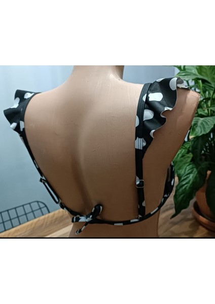 Siyah Beyaz Puantiyeli Bikini Üst fiyatları