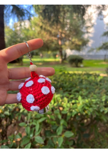 Sevimli Mantar Amigurumi El Örgüsü Anahtarlık ve Çanta Aksesuarı