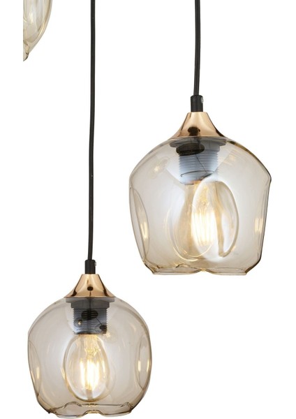 Karya 3lü Yuvarlak Siyah Gold Modern Sarkıt Genç Odası Yatak Odası Retro Salon Avize