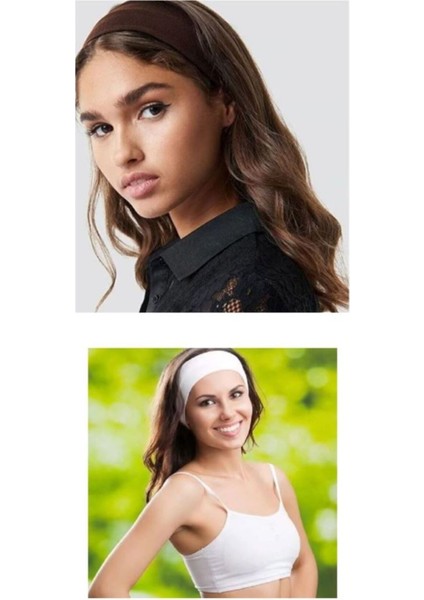 2'li Saç Bandı Elastik Penye Sporcu Saç Bandı Yoga Bandı