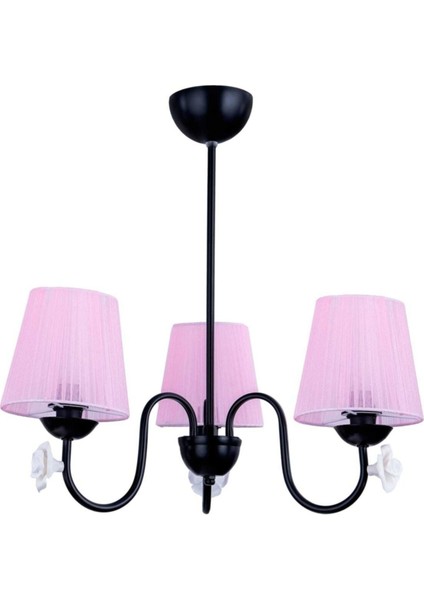 Samara Çocuk Odası 3 Lü Avize Siyah Pembe Şapkalı
