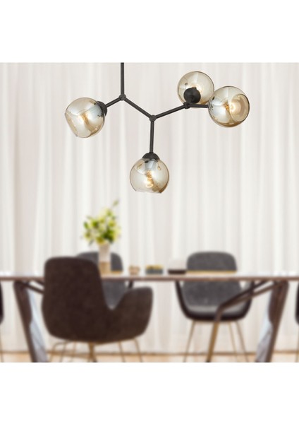 Liva 4lü Siyah Modern Genç Odası Mutfak Retro Salon Avize