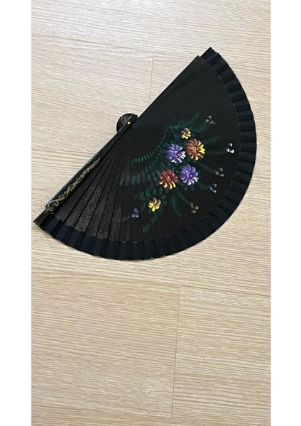 Siyah Şık Desenli Yelpaze