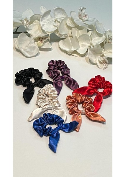 6'Lı Renkli Saten Lastik Toka