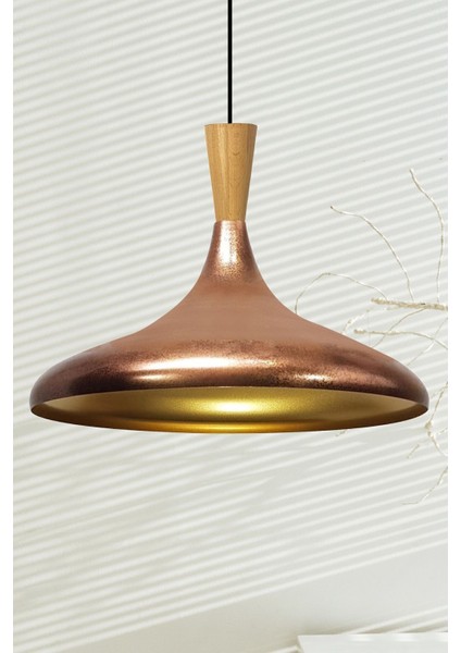 Champion Patina Ahşap Huni Tekli Avize Sarkıt Salon Mutfak Cafe Butik Lamba Aydınlatma Avizeler