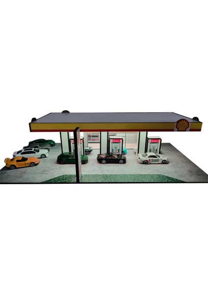 Shell Benzinlik Diorama LED Aydınlatmalı 1/64 Ölçek Uyumlu