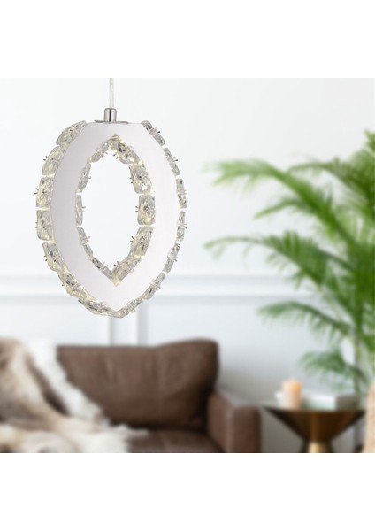 Wicker 40 Watt Tekli Krom Ledli 3 Renkli Sarkıt Kristalli Taşlı Modern Tasarım LED Kristal Salon Av
