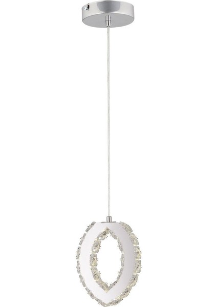 Wicker 40 Watt Tekli Krom Ledli 3 Renkli Sarkıt Kristalli Taşlı Modern Tasarım LED Kristal Salon Av