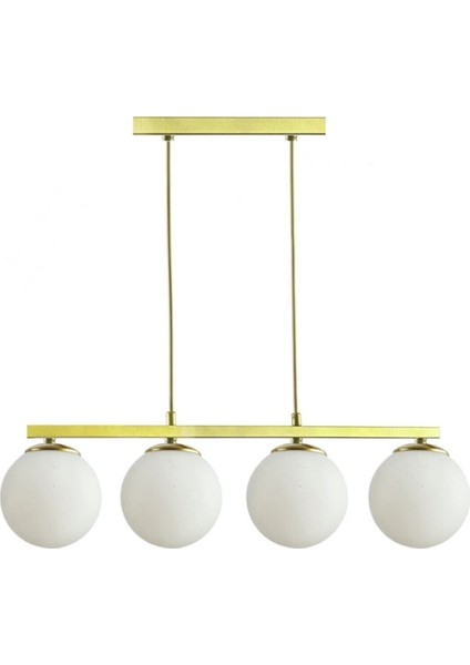 Sezar Beyaz Camlı Salon - Mutfak - Yatak Odası Modern Tasarım 4 Lü Avize