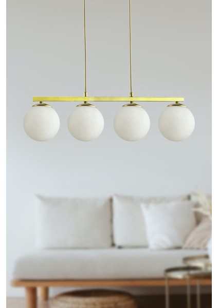 Sezar Beyaz Camlı Salon - Mutfak - Yatak Odası Modern Tasarım 4 Lü Avize fiyatları