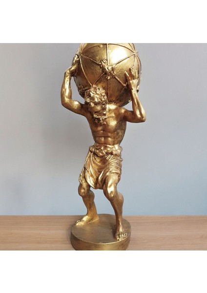 Sırtında Dünya Taşıyan Büyük Boy Atlas Heykeli - Modern Lüks Ev Ofis Raf Dekoru Biblo modelleri