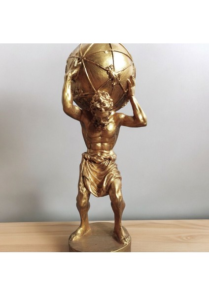 Sırtında Dünya Taşıyan Büyük Boy Atlas Heykeli - Modern Lüks Ev Ofis Raf Dekoru Biblo indirimleri