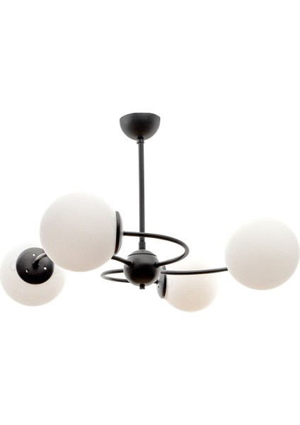 Dönence 4.lü Siyah-Beyaz Camlı Avize modelleri