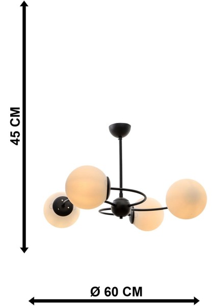 Dönence 4.lü Siyah-Beyaz Camlı Avize indirimleri
