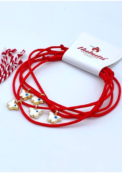 10 Adet (5 Set) Hediyelik Yılbaşı Kartlı Jelatinli Marteniçka Nazar Dilek Bilekliği Seti