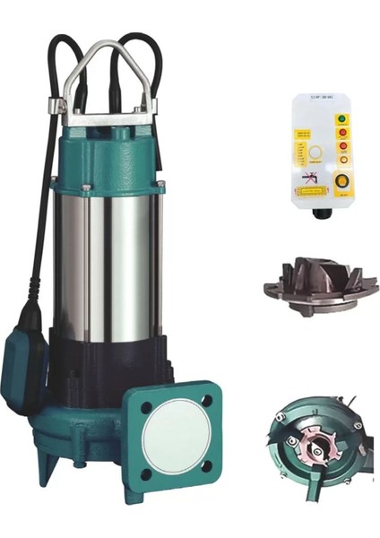 CUT1500 T Bıçaklı,öğütücülü Dalgıç Su Pompası (Trifaze Panolu) 1.5 Kw 2 Hp